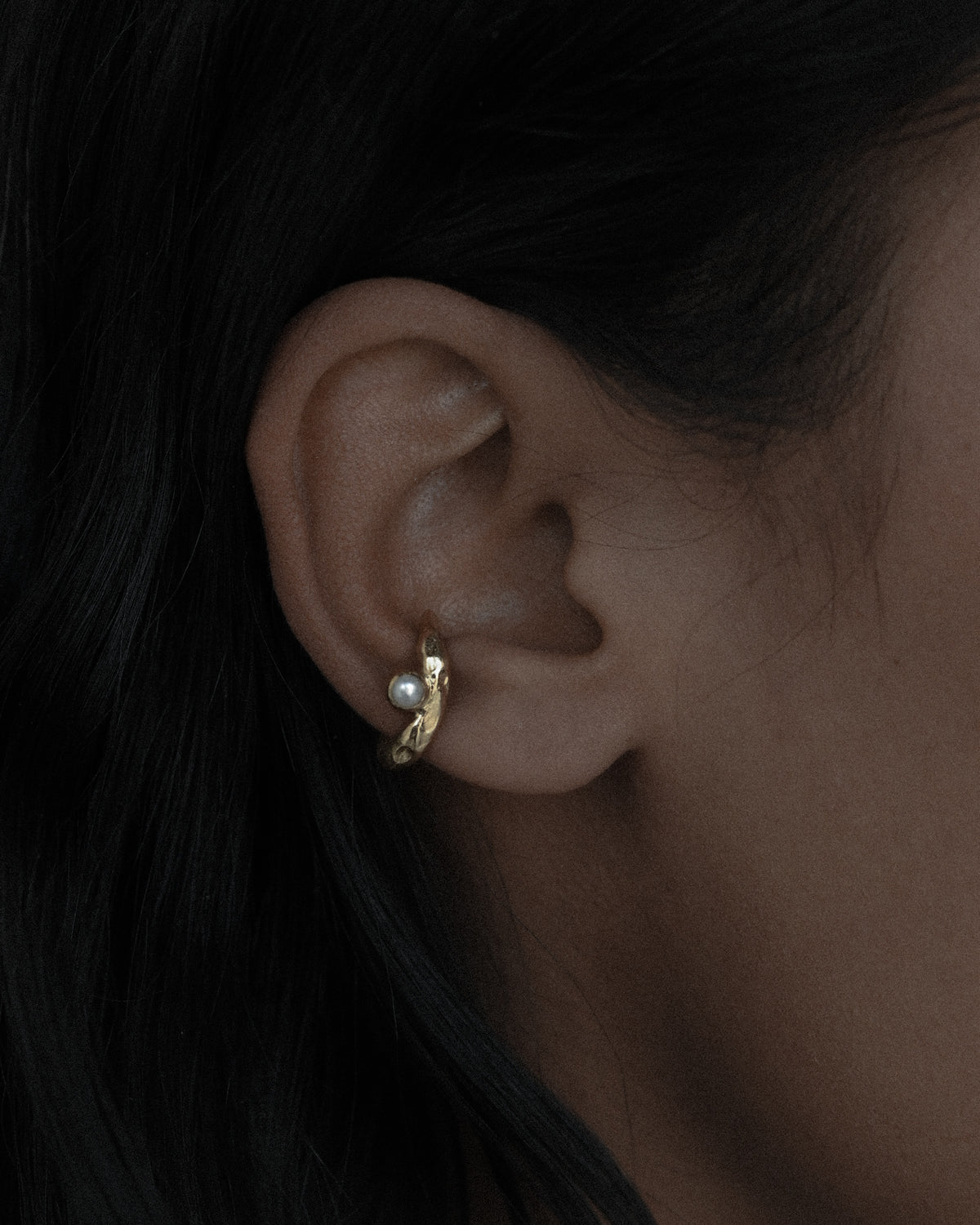 Yin ear cuff, petite, gold by Zeme Studio