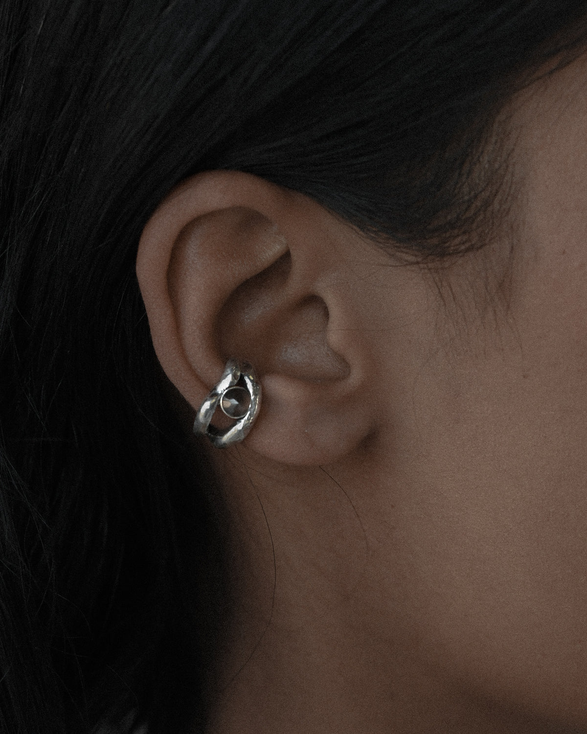 Yin ear cuff, grande, silver by Zeme Studio