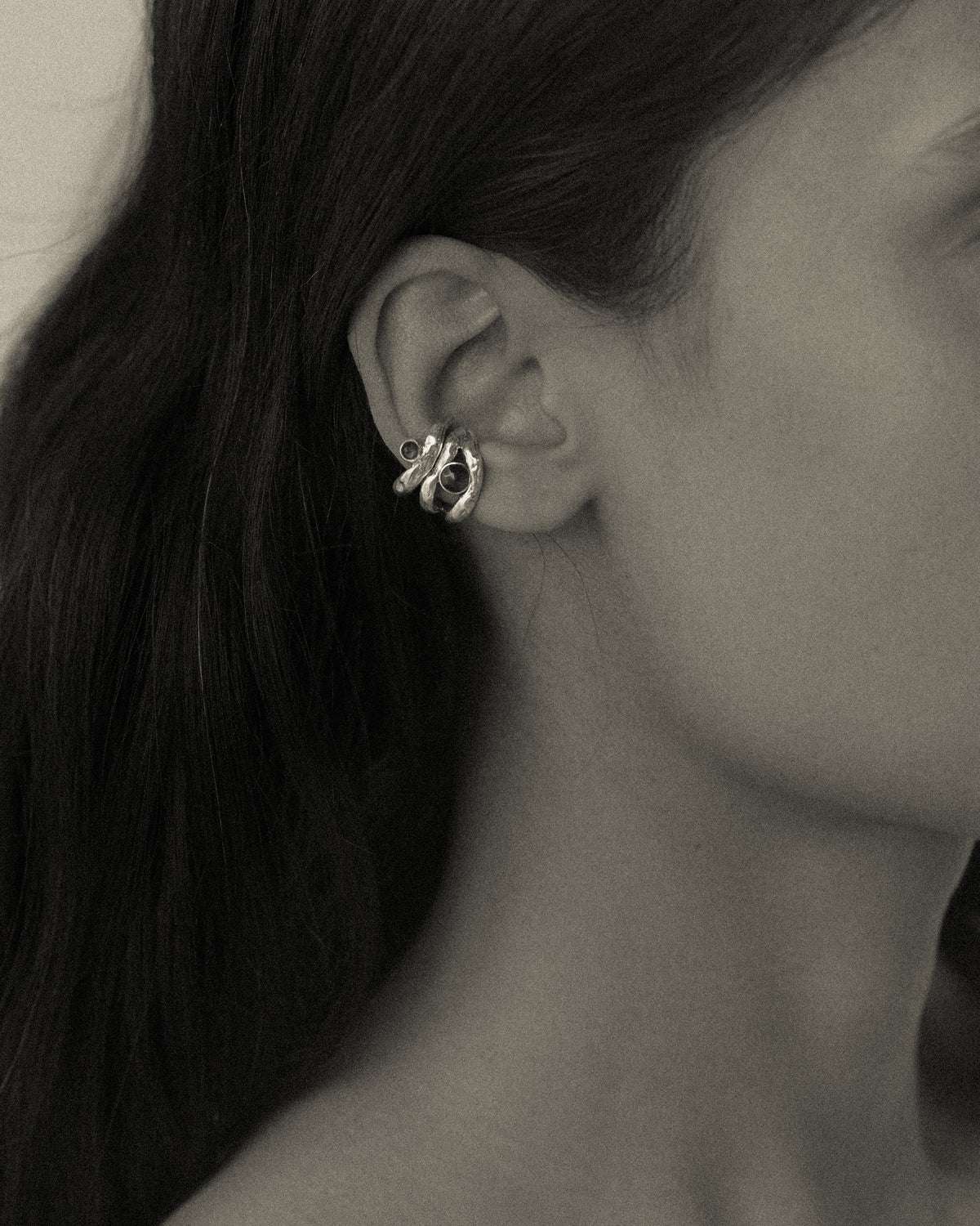 Yin ear cuff, petite, silver