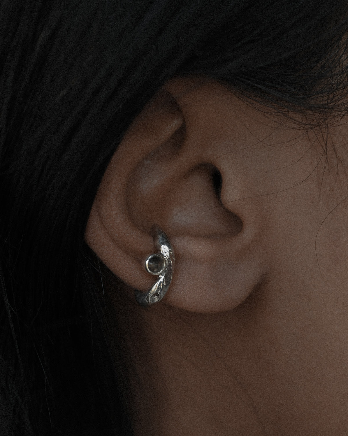 Yin ear cuff, petite, silver