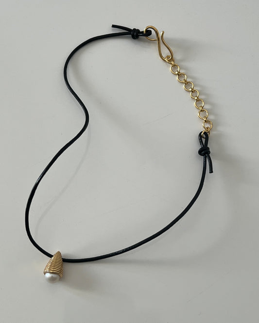 Shrine necklace, gold by Zeme Studio