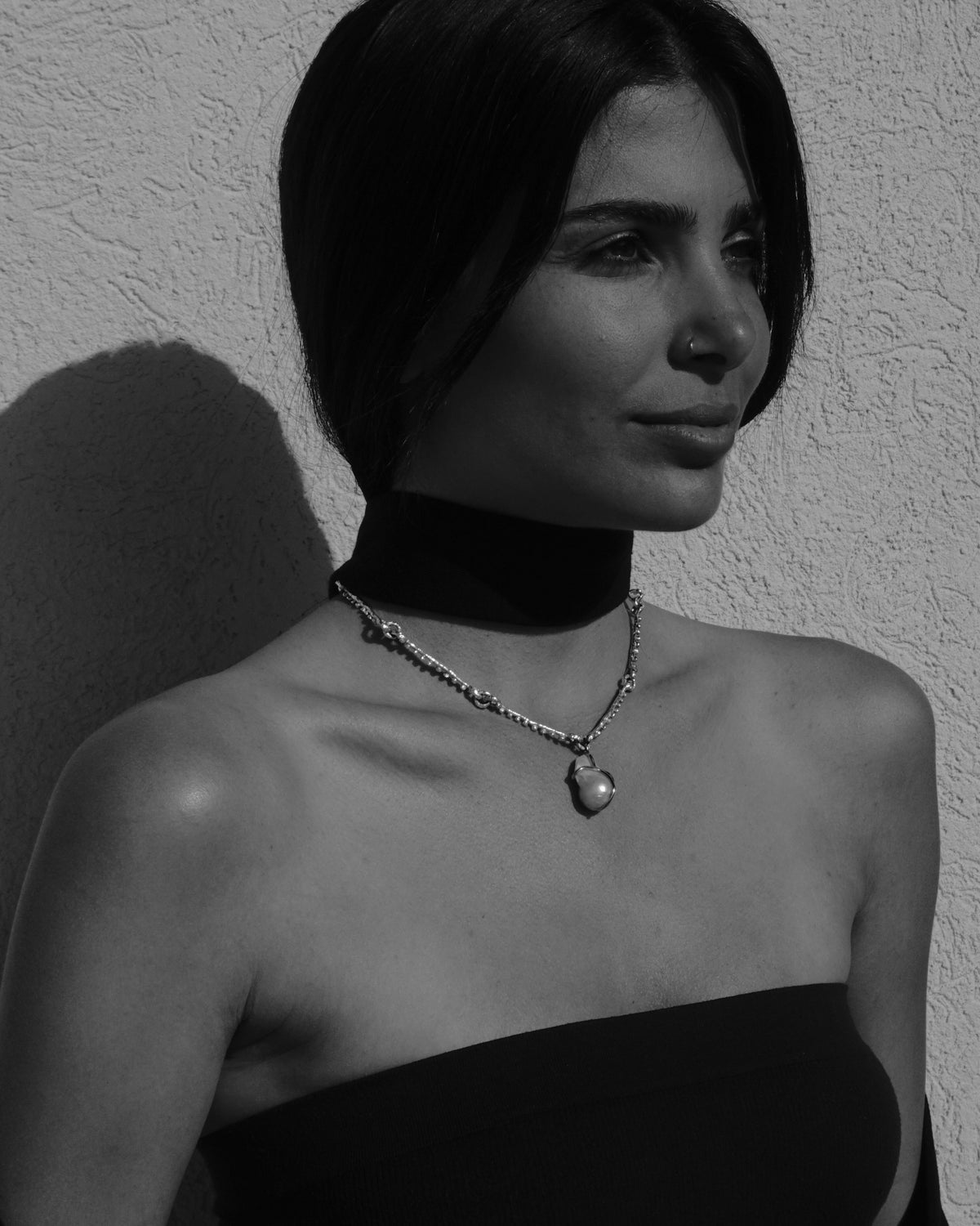 Pearl choker by Zeme Studio