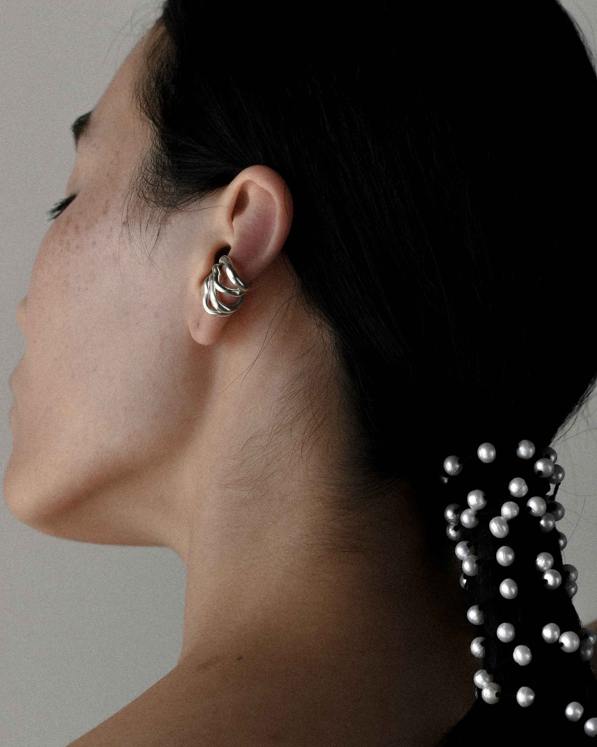 Yoni ear cuffs, silver