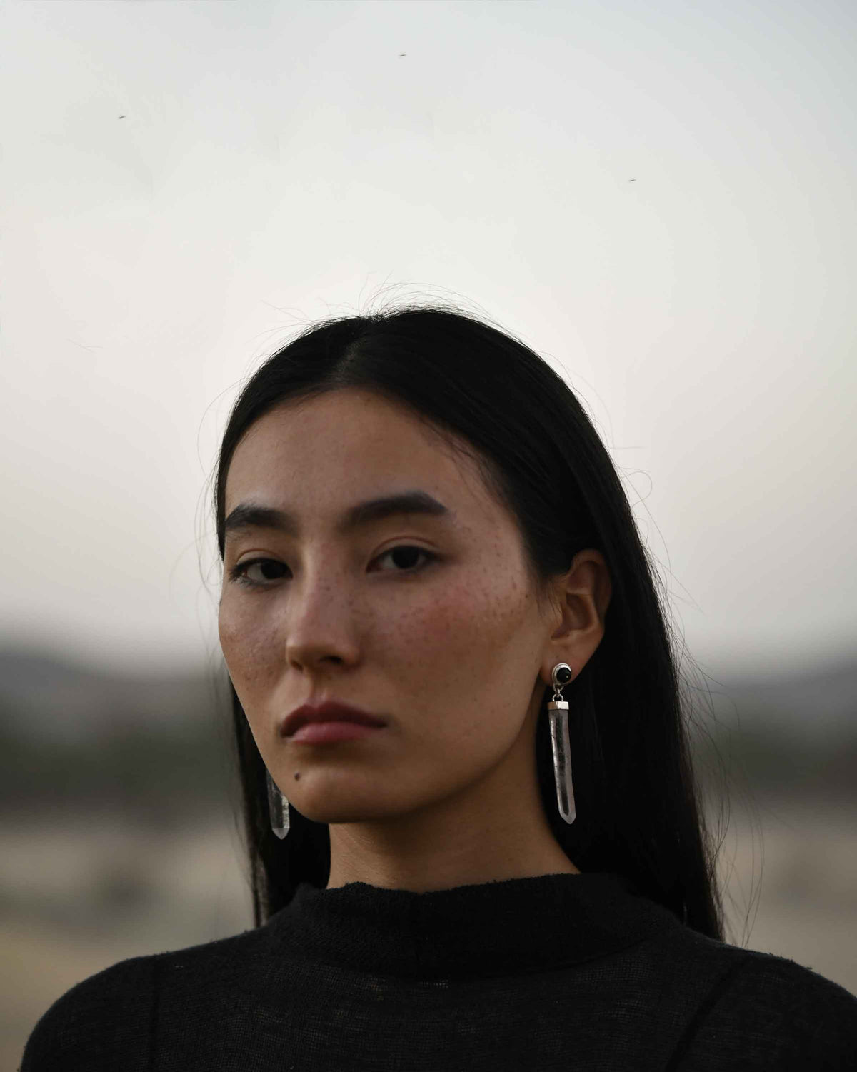 Lava earrings, onyx