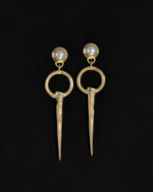 Magus earrings, pearl by Zeme Studio