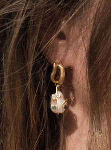 Drop pearl earrings x stones